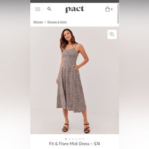 Pact pink organic cotton A-line fit & flare midi dress